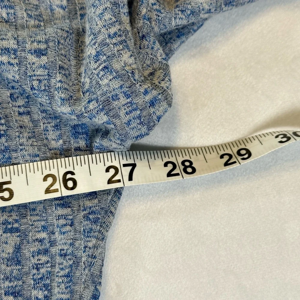 LulaRoe‎ Light Heathered Blue Ribbed Short Sleeve Open Face Cardigan Sweater
